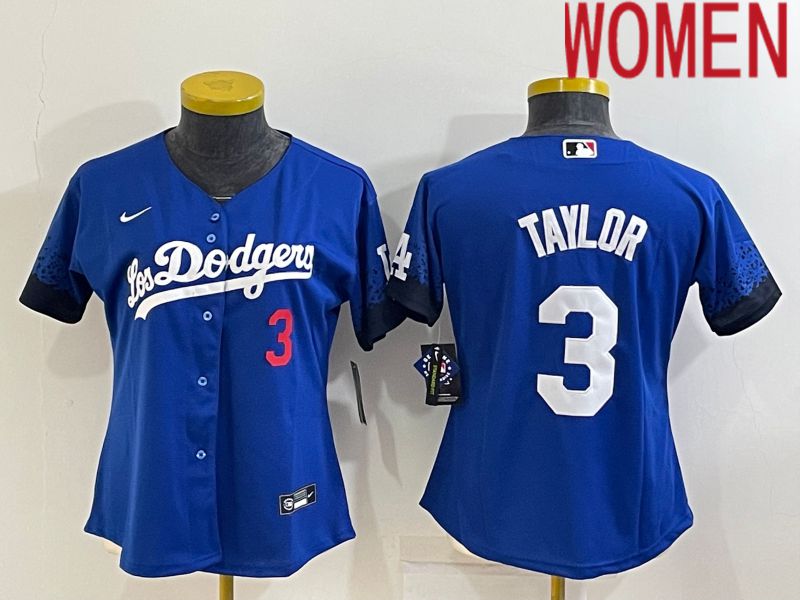 Women Los Angeles Dodgers #3 Taylor Blue City Edition Nike 2022 MLB Jersey->los angeles dodgers->MLB Jersey